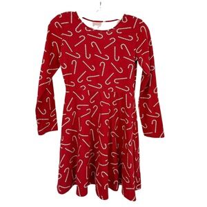 The Childrens Place Girls Dress Red Candy Cane Long Sleeve‎ Skater Size 10 12